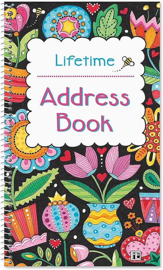 Current Mary Engelbreit Address Book - 94 Pages; Small 5" x 8-1/2" Size for Purse or Office, Spiral Bound Soft Cover Organizer for Contacts, Addresses, Email, & Phone Numbers + 50 Replacement Stickers