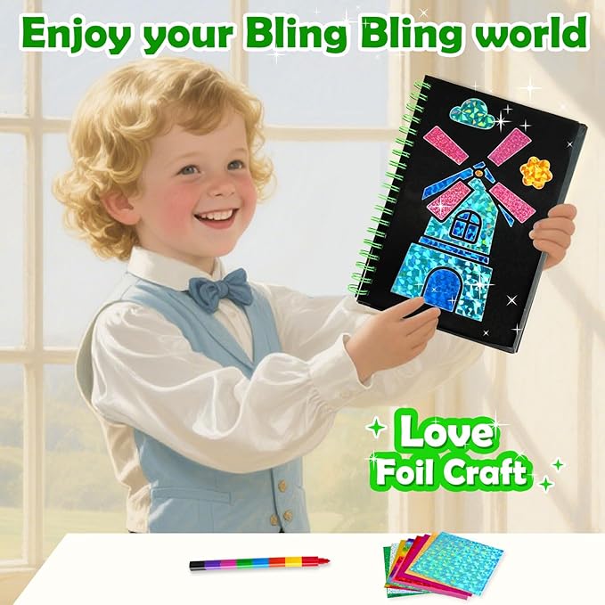 FUNNYB&G Foil Art Craft for Kids - Christmas Crafts Gift Party Favors Stocking Stuffers for Kids Fun Art Supplies Creative Birthday Gift Travel Toys for Girls Boys 4 5 6 7 8 9 Years Old (Farm)