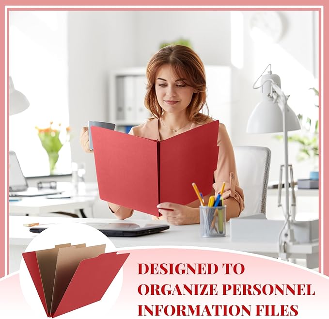 Skyygemm 36 Pcs Classification Folders Letter Size, 2 Pocket Dividers Pressboard File Folder with Fasteners, Expanding File Organizer Bulk for Teachers, Clergy, Office, Church, Christmas (Red)