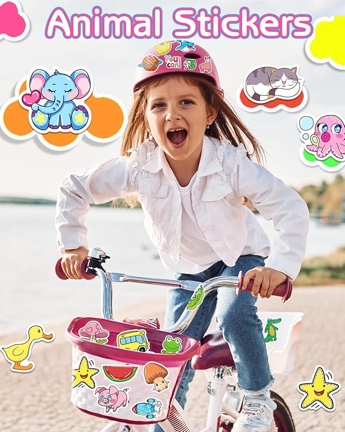 1200 Pcs Stickers for Kids, Cute Water Bottle Stickers, Kawaii Vinyl Sticker for Students Gifts School Supplies Classroom Teacher Prizes Animal Waterproof Sticker, Bulk Sticker Packs for Boys Girls