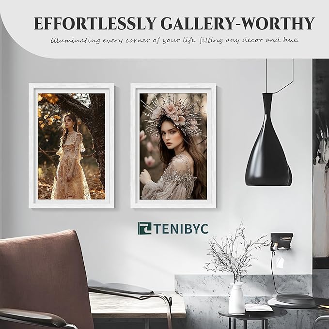 16x24 Poster Frame 4 Pack - White Solid Wood Picture Photo Frame - Woodgrain Series - Room, Office, Gallery, Studio Display - Wall Hanging