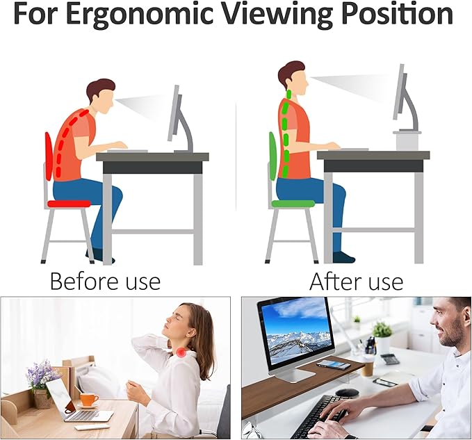 Monitor Stand Riser,Wood & Acrylic Computer Monitor Stand with LED Light,Desk Accessories Desktop Organizer Stand for Computer,Laptop,Printer,PC & TV Screen