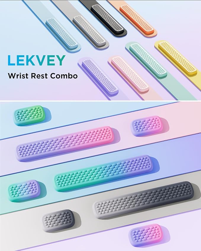 Lekvey Ergonomic Keyboard Wrist Rest - Memory Foam with Massage Points & Waterproof PU Leather Wrist Pad, Carpal Tunnel Support for Office Computer/Gaming, Typing Pain Relief, Easy-Clean（Black）