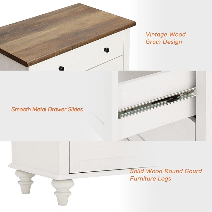 3 Tier Bookshelf with 3 Drawers, 72" Tall Bookcase Large Farmhouse Display Book Case Shelf with 3-Tier Open Book Shelfs，Library Wood Bookshelves for Living Room & Kitchen & Bedroom, Off White, 2 PCS