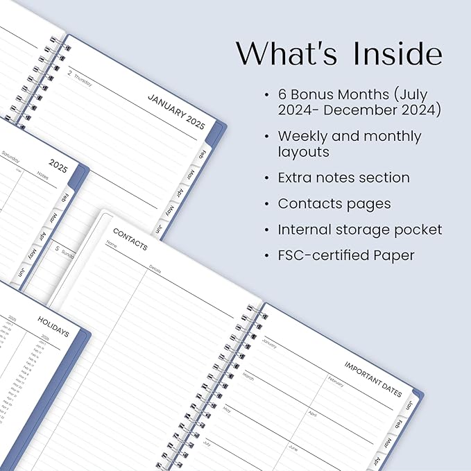 Blue Sky 2025 Weekly and Monthly Planner Calendar, January 2025 - December 2025, 5" x 8", Flexible Cover, Laminated Tabs, Wirebound, Lindley