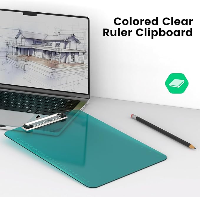 Bulk Clipboards Set of 30, 8.5x11 Plastic Colored Clear Clip Board with Ruler, Suitable for Classroom, Students, Kid, Size 9" x 12.5" with Low Profile Clip, Office & School Supply