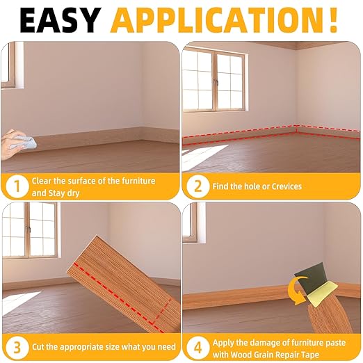 GSCIT Club Wood Grain Repair Tape, 2.4 inch X 100ft Self Adhesive Red Oak Grain Repair Patch for Tables, Chairs, Baseboards, Doors, Windows, Floors, Handicraft DIY.