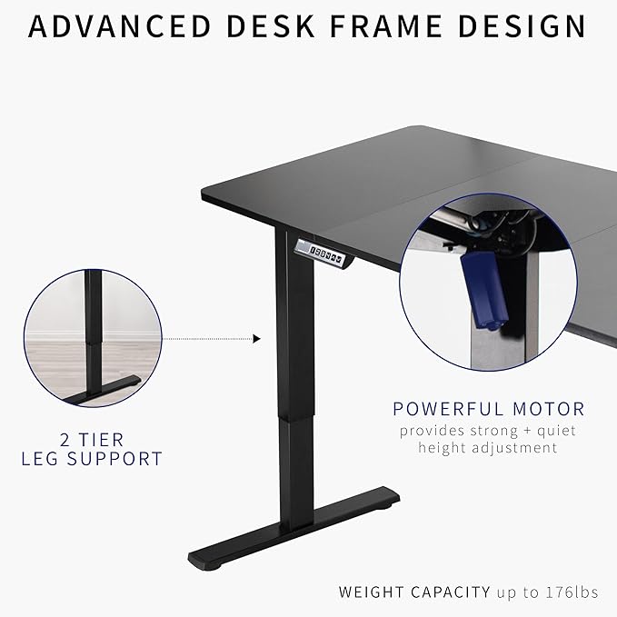 VIVO Electric 60 x 30 in Standing Desk, Memory Height Adjustment, 1B Series, Dark Gray Top Gray Frame, DESK-KIT-1G6G-30