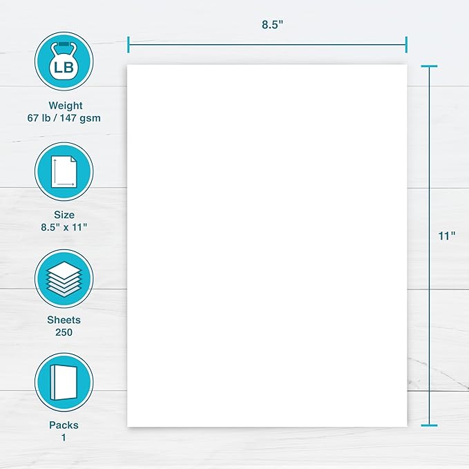 PrintWorks White Cardstock 8.5" x 11" - 67 lb/147 gsm Vellum Bristol - 250 Sheets - Made in the USA - SFI® Certified - 92 Bright - Card Stock Printer Paper for School, Craft, & Office Use (00564)