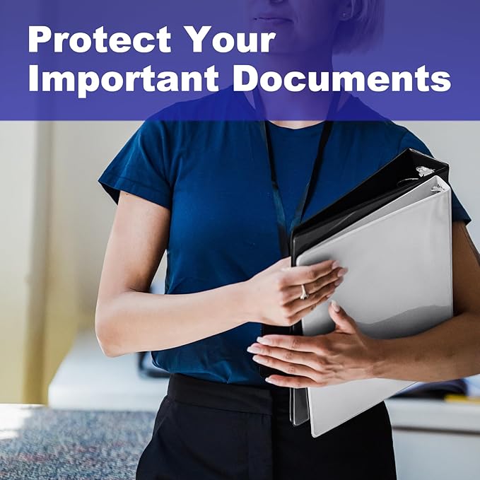 ViVin 3 Ring Binder 3 inch with Clear View Cover, Large 3" Round Ring for Strength, Holds 600 Sheets of US Letter Size Paper, Office Home School, 6 Pack (Black)