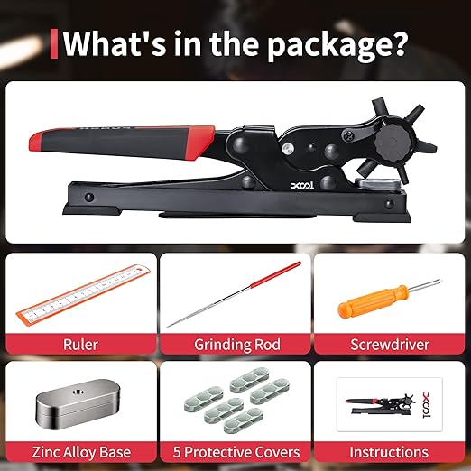 XOOL Oval & Round Holes Belt Hole Puncher for Leather, Precision Multi-Size Leather Hole Punch for Watch Bands, Straps, Collars, Saddles, Shoes, Fabric, DIY Home, Craft Projects