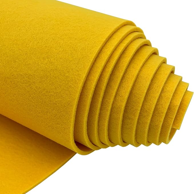 aufodara Felt Fabric 11.8 x 98.4 inch Craft Felt Fabric Roll, Felt 3mm Thick for Felt Table Mats DIY Arts & Crafts Patchwork Sewing Decorations (Yellow)