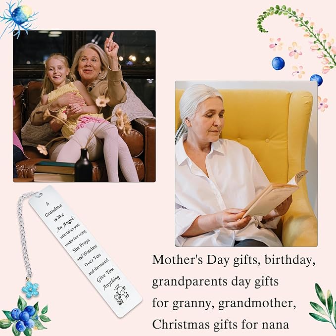 Grandma Gifts Bookmark for Grandma Valentine Mother's Day Gift Christmas Bookmark for Grandmother from Grandaughter Grandson Birthday Gifts for Bookish Book Lover Nana Grammy