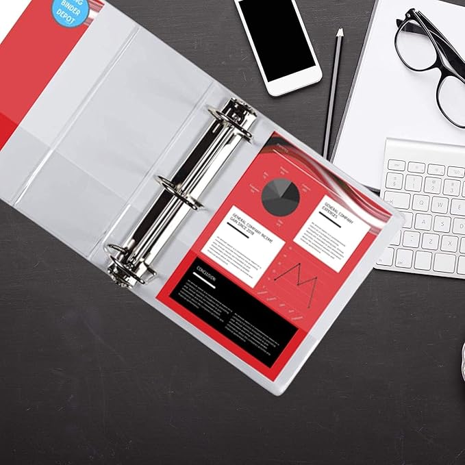 2 Pack of 6 Inch 3 Ring Binder with Locking Angle D Rings, Professional Heavy Duty Large Storage Binder with Pockets, Fits 8.5 x 11 Inch Sheets, Non-Stick Clear View Cover, Customizable, White