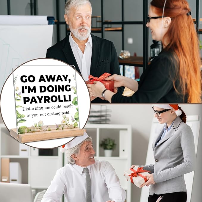 Funny Office Payroll Clerk Gifts for Colleague, Go Away I'm Doing Payroll Acrylic Decorative Sign, Retirement Appreciation Birthday Gifts for Payroll Clerk, Payroll Specialist, Coworker