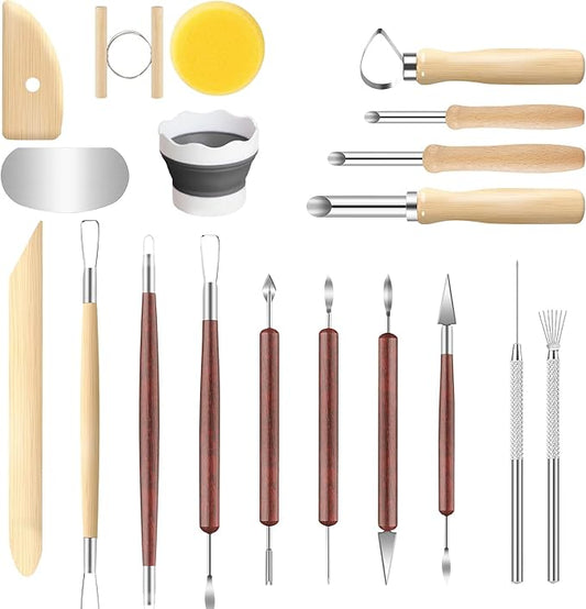 Clay Tools, 19 PCS Pottery Tools, Sculpting Tool for Pottery for Ceramic Craft, Carving, Drawing, Shaping