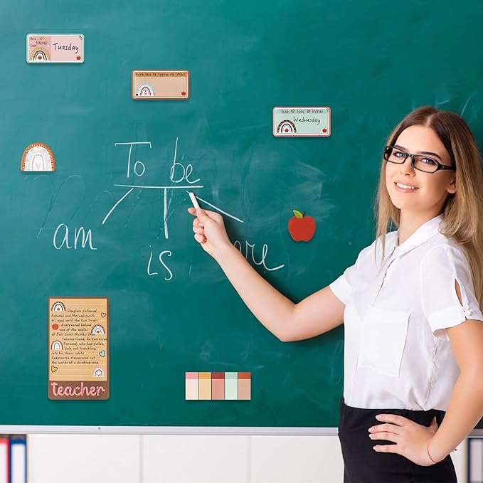 Xqumoi Boho Themed Teacher Sticky Notes Set, 550 Sheets, Thank You for Helping Me Grow Self-Stick Note Pads Teacher Appreciation Gift Writing Memo Pads Page Marker Back to School Supplies (Brown)