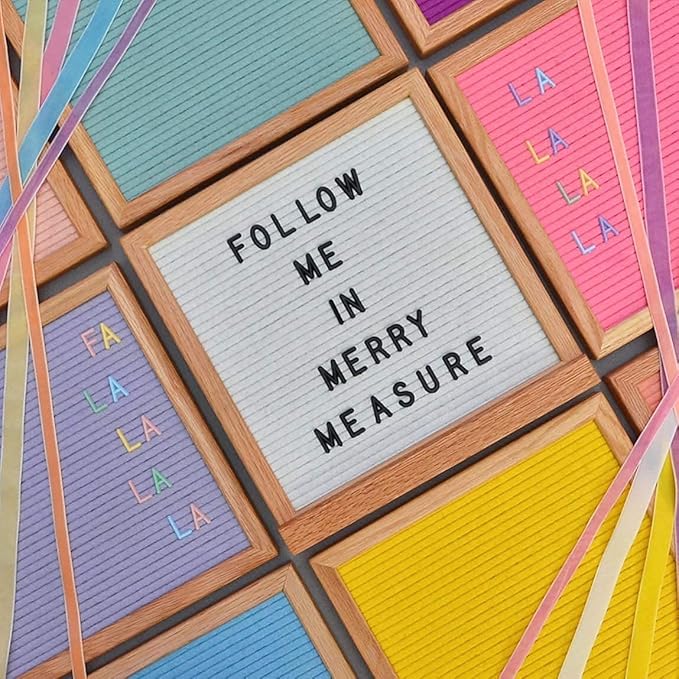 Felt Like Sharing Square Letter Board (White Felt - 10”x10”) – Changeable Message Board with 3 Sets of Felt Board Letters – Statement Wall Sign for Quotes, Home or Holiday Decor In Oak Frame