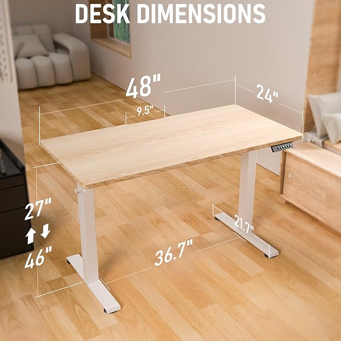 48 * 24 Electric Standing Desk, Adjustable Height Sit Stand Up Desk, Motorized Home Office Computer Gaming Workstation Desk
