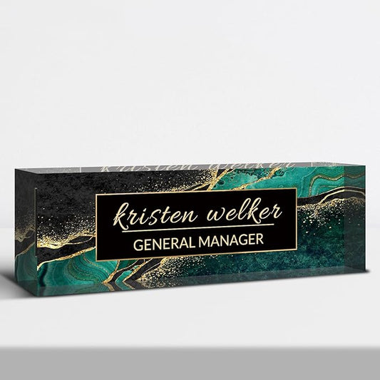 Desk Name Plate Personalized, Custom Name Plate for Desk, Acrylic Desktop Accessories, Office Gift & Decor for Women Men, Teacher Nurse Boss Employee Appreciation Gifts