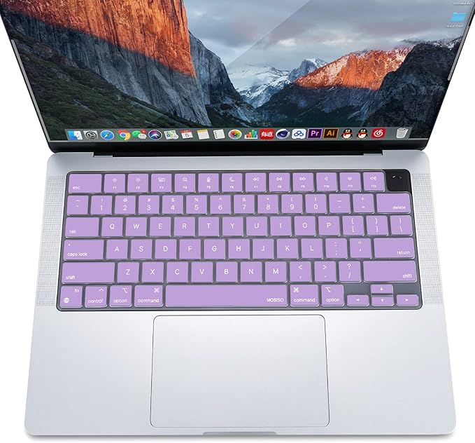 MOSISO Keyboard Cover Skin Compatible with MacBook Air 15 inch M3 A3114 M2 A2941/Air 13.6 A3113 A2681/Pro 14/16 M4 M3 M2 M1, Light Purple
