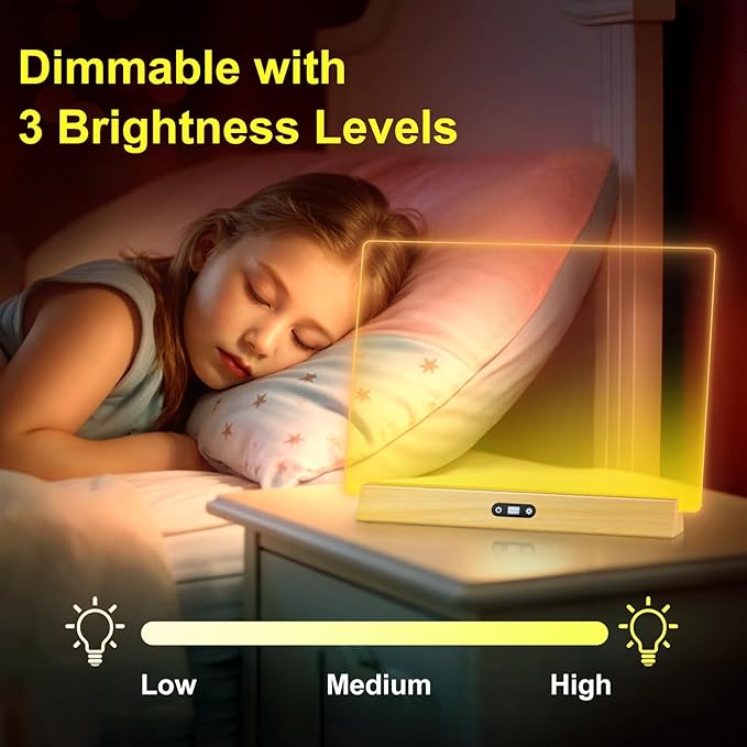 LED Note Board with Colors, Rechargeable 17-Inch Doodle Glow 9-Mode Light Up Desk Sign Letter Message Memo Drawing Dry Erase Board for Classroom/Home Decor/Office/Gifts, 5 Markers & Tracing Book