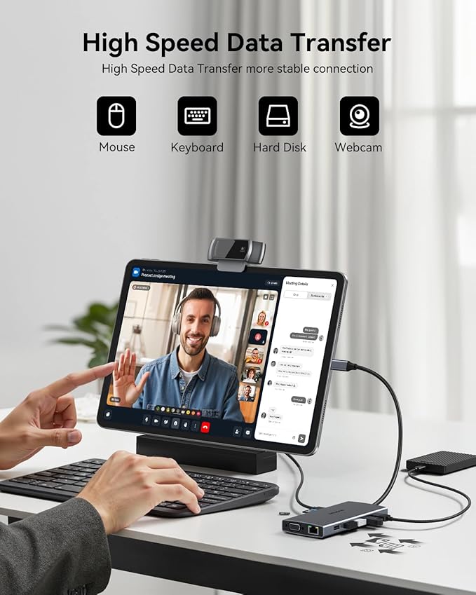 ZMUIPNG USB C Docking Station Dual Monitor 15 in 1 Laptop Docking Station Triple Display USB C Hub Multiple Adapter Dongle with 4K HDMI+VGA+USB Port+Button+PD+Ethernet for Dell HP Thinkpad Surface