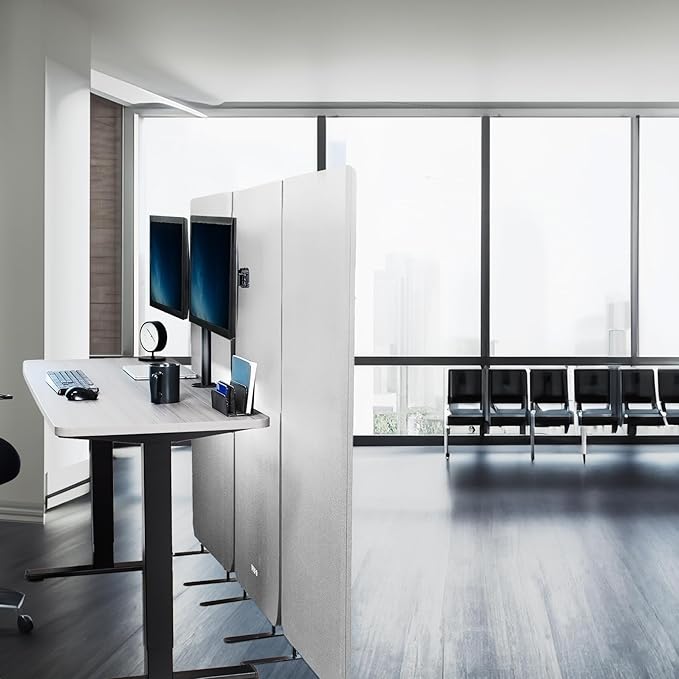 VIVO Freestanding 72 x 56 inch Privacy Panel, Cubicle Divider, Acoustic Wall Partition, x3 24 inch Panels, Gray, PP-3-S072G