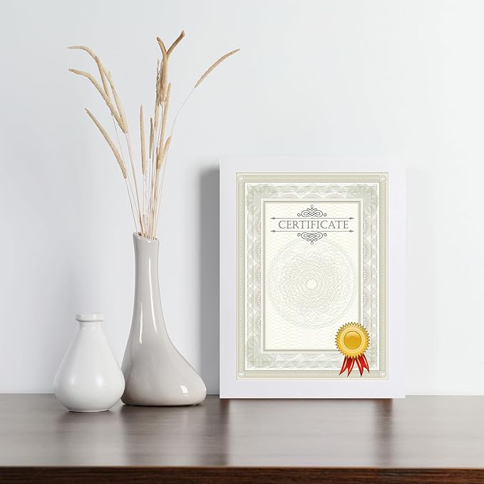 8.5 x 11 Paper Diploma Frame with High Definition PVC Window Paper Certificate Degree Document Holder Picture Photo Frames Display Gallery Wall Frame Art Frames for Tabletop and Wall Display(60,White)
