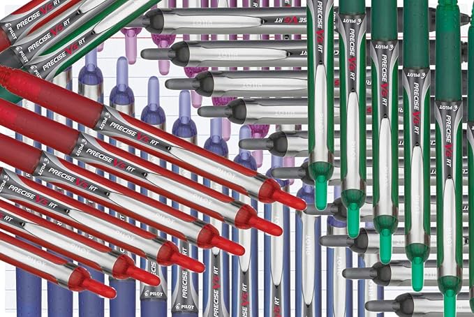 Precise V5 RT Retractable Rolling Ball Pens, Extra Fine Point (.5mm), Red Ink, 6-pk; Premium Comfort Grip, Bundle with Plastic Reusable Pouch