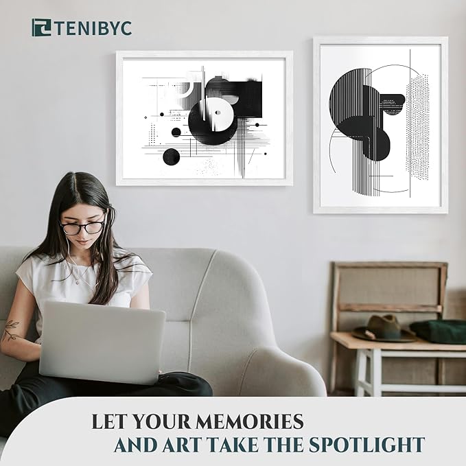 18 x 24 Poster Frame Set of 4, White Wood Picture Frame, Display Pictures, Posters and Puzzles, Horizontal or Vertical Wall Hanging