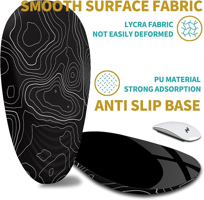 Hokafenle Ergonomic Mouse Pad Wrist Support with Stepped-wedge Design, Wrist Rest Pain Relief Mousepad Filled with Memory Foam, Carpal Tunnel Mousepad for Wireless Mouse(12x8 inch, Topographical Line)