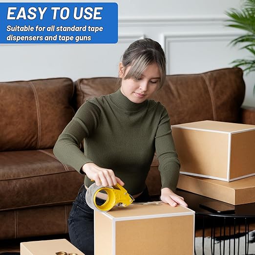 36 Rolls Clear Packaging Tape with Dispenser, 1.88" X 60 yd Shipping Tape Bulk, Total 2160 Yards, 2.7 mil, 3" Core, Heavy Duty Packing Tape Refills for Moving Boxes, Package, Mailing