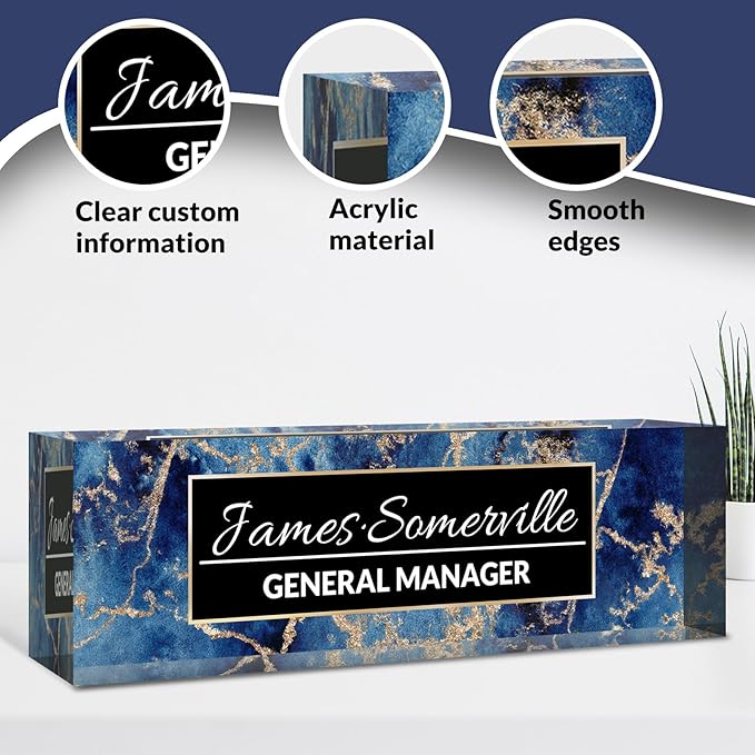 Desk Name Plate Personalized, Custom Name Plate for Desk, Acrylic Desktop Accessories, Office Gift & Decor for Women Men, Teacher Nurse Boss Employee Appreciation Gifts