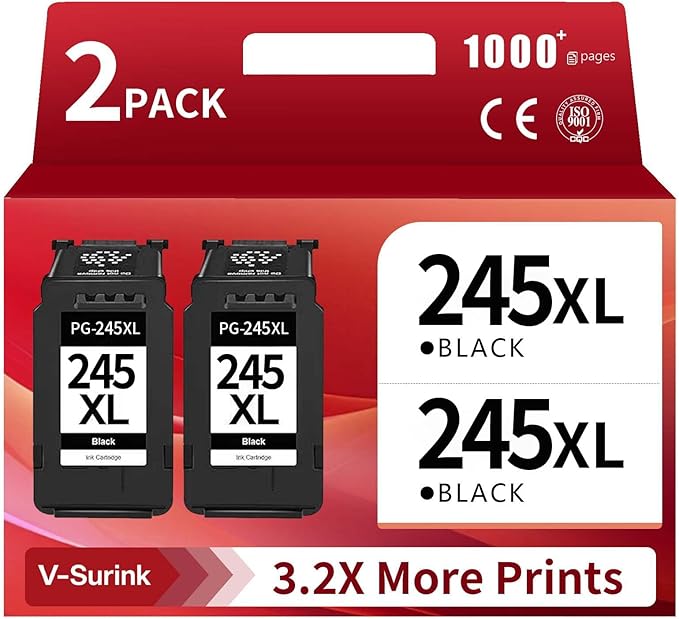 245XL Ink Cartridge Replacement for Canon 245XL Black Ink Cartridges PG-243XL for PG-245 PG-243 High Yield Compatible with Canon MX490 MX492 MG2500 MG2522 MG2525 MG3022 MG2920 TS3100 TS3122 TS3300