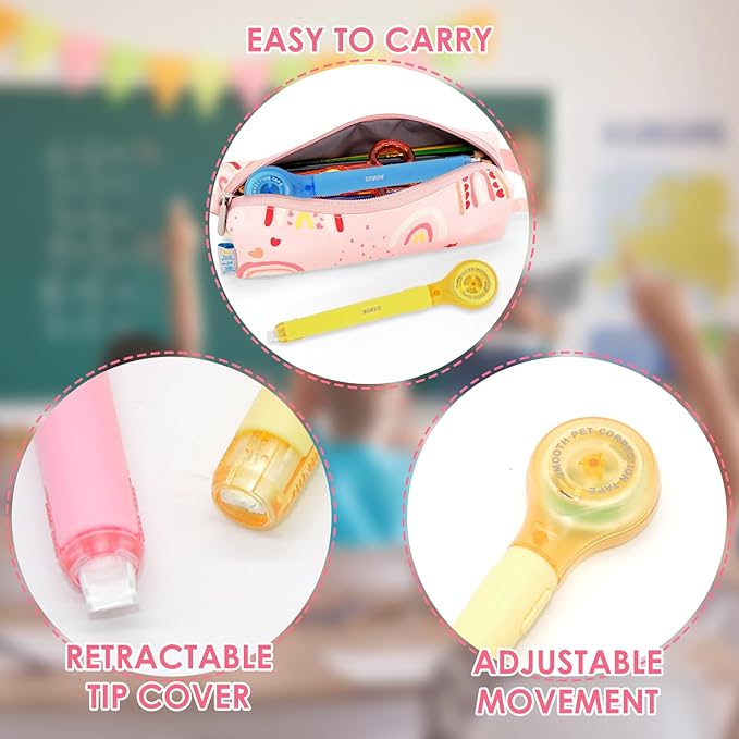 10 Pack Correction Tape Pen, Push Pull Protective, White, 1/5 x 236 Inch