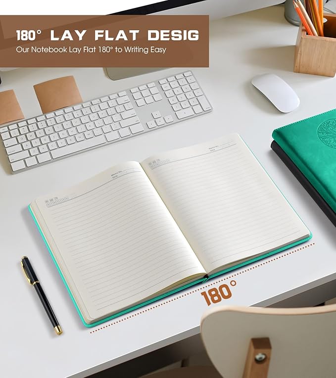 Lined Journal Notebook for Women Men,256 Pages A4 Large Hardcover Leather Journals for Writing,Travel,Business,Work,School,College Ruled Notebooks for Note Taking,Diary Notepad 8.6"×11" (Blue)