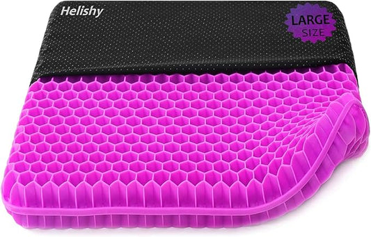 Extra Large Gel Seat Cushion, 17x17inch Double Thick Egg Gel Cushion for Pressure Pain Relief, Breathable Wheelchair Cushion Chair Pads for Car Seat Office Chair (Violet)