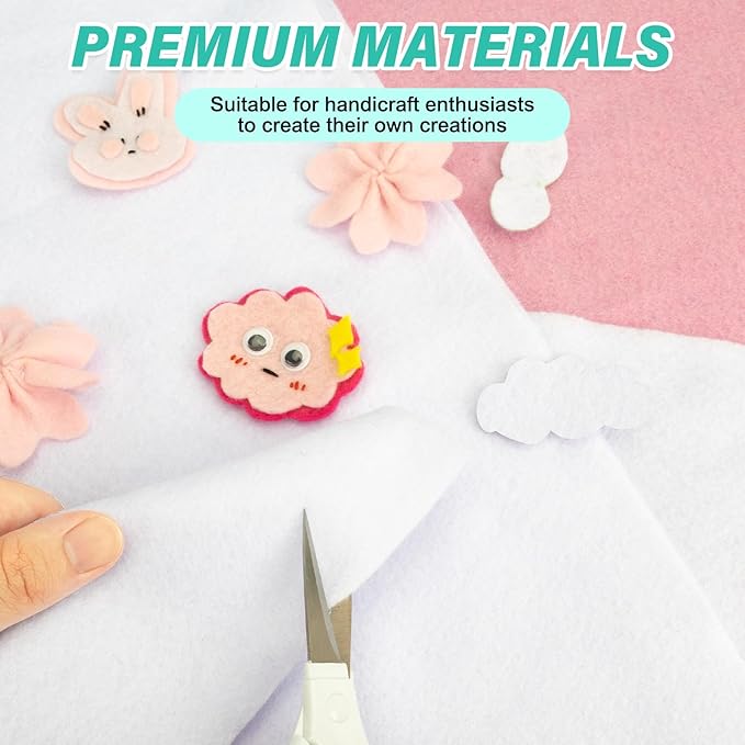 XSEINO 13 Rolls White Felt Fabric,8"x35"(20.5x90cm) 1.4mm Thick Soft Felt Fabric Sheet for Crafts,White Series Colors Soft Nonwoven Fabric,Fit for Decoration, Sewing, DIY Crafts