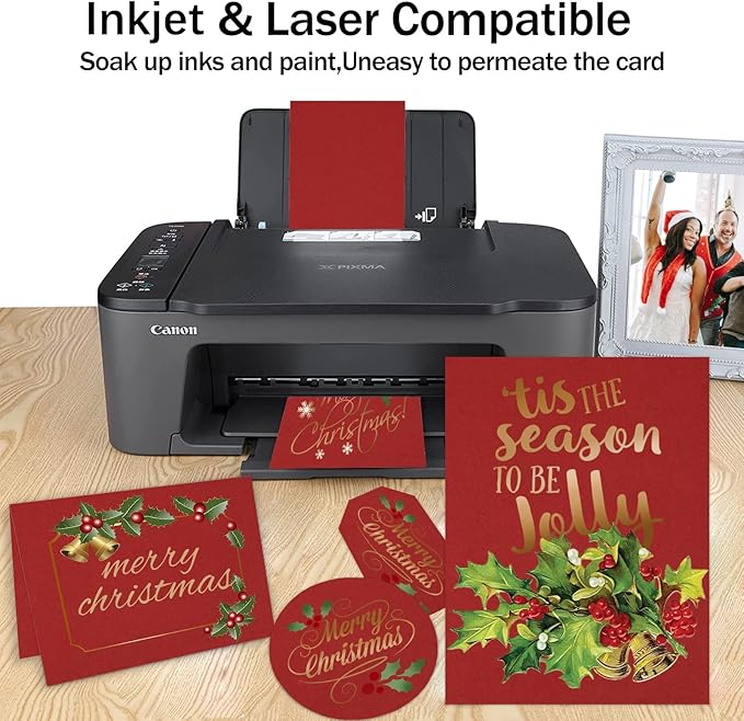 24 Sheets Red Cardstock 8.5 x 11 Thick Printer Paper, Goefun 80lb Red Card Stock Paper for Christmas, Valentines Day, Invitations and Craft