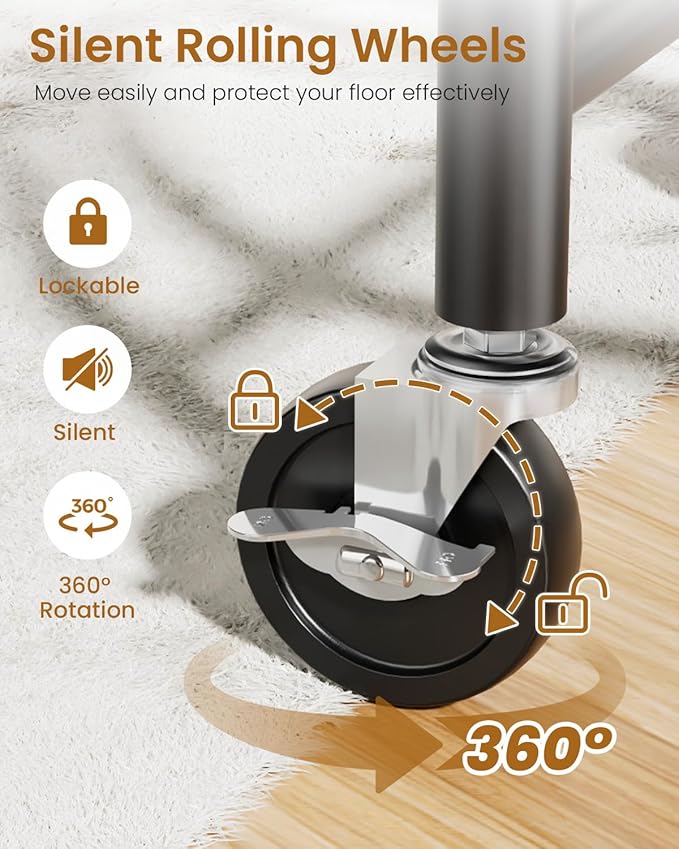 Heavy Duty Clothes Rack, Metal Clothing Rack Load 450 LBS, Rolling Coat Racks for Hanging Clothes with Lockable Wheels, Wardrobe Closet Garment Racks for Bedroom, Black