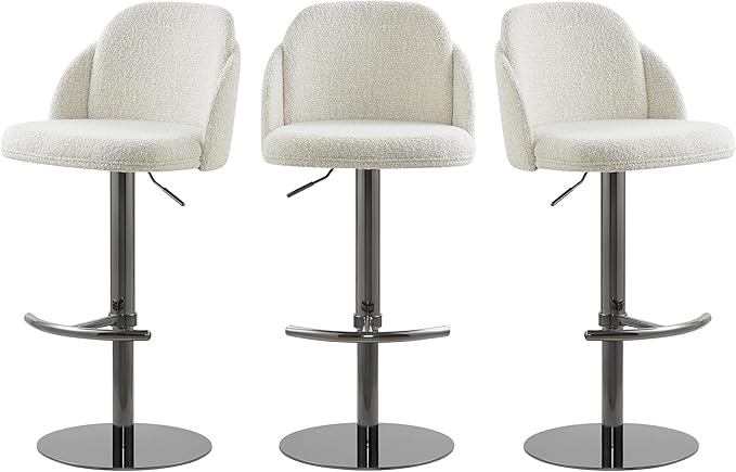 CHITA Adjustable Bar Stools Set of 3, Swivel Counter Height Stools with Stainless Steel Base for Bar, Kitchen Island, Dining Room, Sleek Black