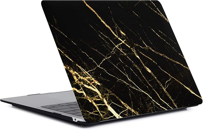 Case Compatible with MacBook Air 13 inch (Models: A1369 & A1466, Older Version 2010-2017), 2 in 1 Plastic Hard Shell Protective Case Cover & Keyboard Protector - Black Marble