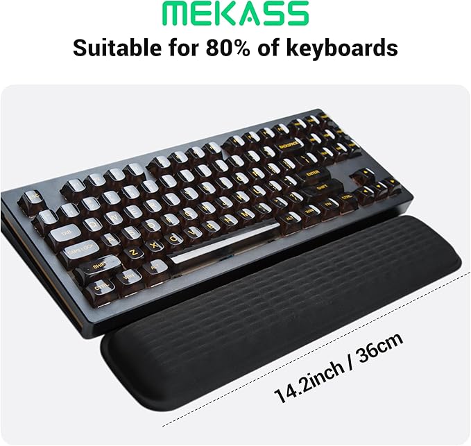 Mekass TKL Keyboard Wrist Rest, Super Soft Memory Foam Ergonomic Computer Wrist Support Pad, Comfortable Desk Wrist Cushion, Laptop Keyboard Arm Hand Rest for Wrists Pain Office Gaming Typing (White)