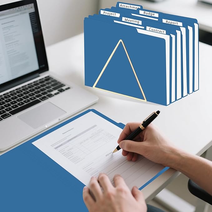 File Folder, HERKKA 30 Pack 1/3 Cut Tab File Folders, File Folders Great for Organizing and Filing, Letter Size, Navy