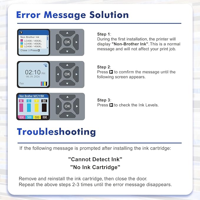 LC406 LC406XL Ink Cartridges for Brother Printer 406XL LC 406 XL for MFC-J4335DW MFC-J5855DW MFC-J6555DW MFC-J4535DW MFC-J6955DW MFC-J4345DW MFC-J5955DW - 4 Pack High Yields Black Cyan Magenta Yellow