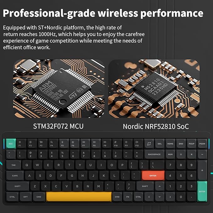 nuphy Air96 V2 Wireless Mechanical Keyboard,100 Keys Gaming Keyboard,Supports Bluetooth 5.1,2.4G and Wired Connection,for PC/Laptop/Windows/Mac -Black Gateron Aloe Switch