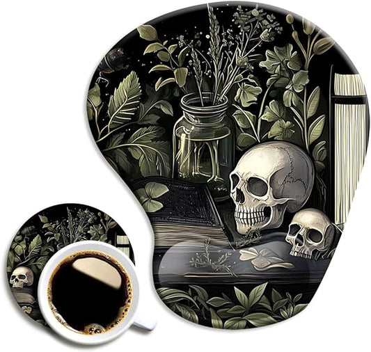 Ergonomic Mouse Pad with Wrist Support,Mouse Pad with Wrist Rest and Coaster Set,Office Supplies Non-Slip Mouse Pads for Desk, Non-Slip Comfortable,Goth