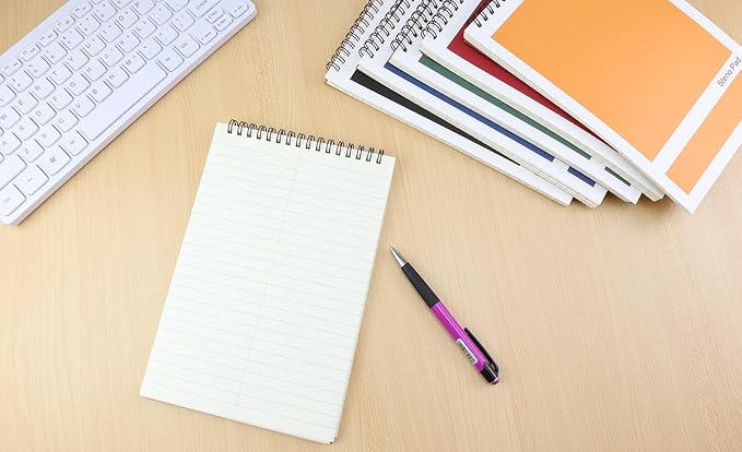 Top Spiral Steno Pads,6 Pack Notepads 6x9 Inches,80 Sheets White Paper Gregg Rule Steno Notebooks for Writing Notes in School, University, College, Office