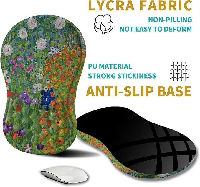Hokafenle Ergonomic Mouse Pad Wrist Support, Wrist Rest Mousepad for Carpal Tunnel Pain Relief with Integrated Memory Foam Slope Massage Bulge (11.8x7.9 inch,Cute Floral